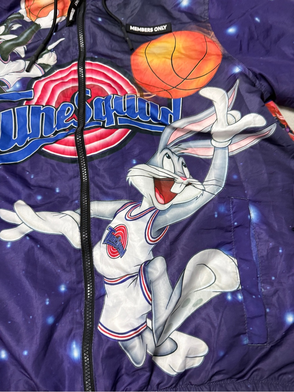 Space Jam windbreaker Members Only Tune Squad jacket Galaxy Hoodie - Picture 2 of 13